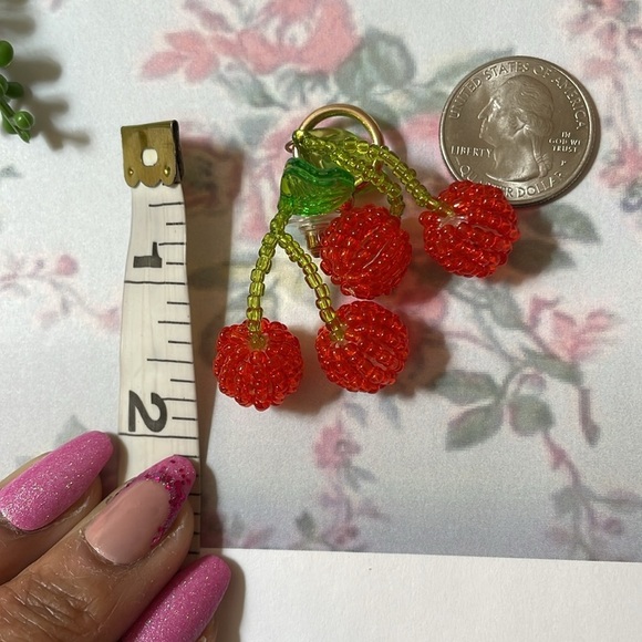 Cherry Beaded Drop Earrings - Picture 10 of 13